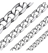 ChainsHouse Stainless Steel Cuban Link Chain Necklace for Men Women, Black/14K Gold Plated Flat C...