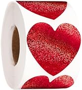 joycraft 500Pcs Glitter Red Heart Stickers, 1.5 inch Shiny Self Adhesive Stickers, Foil Heart Lab...
