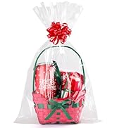 CUDICY 20pcs Cellophane Bags 12x18 Cellophane Wrap for Gift Baskets Large Clear Party Favors Clea...
