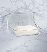 COLINCH Adhesive Soap Dish for Shower Wall – Removable Acrylic Soap Holder with Drain Holes, Comp...