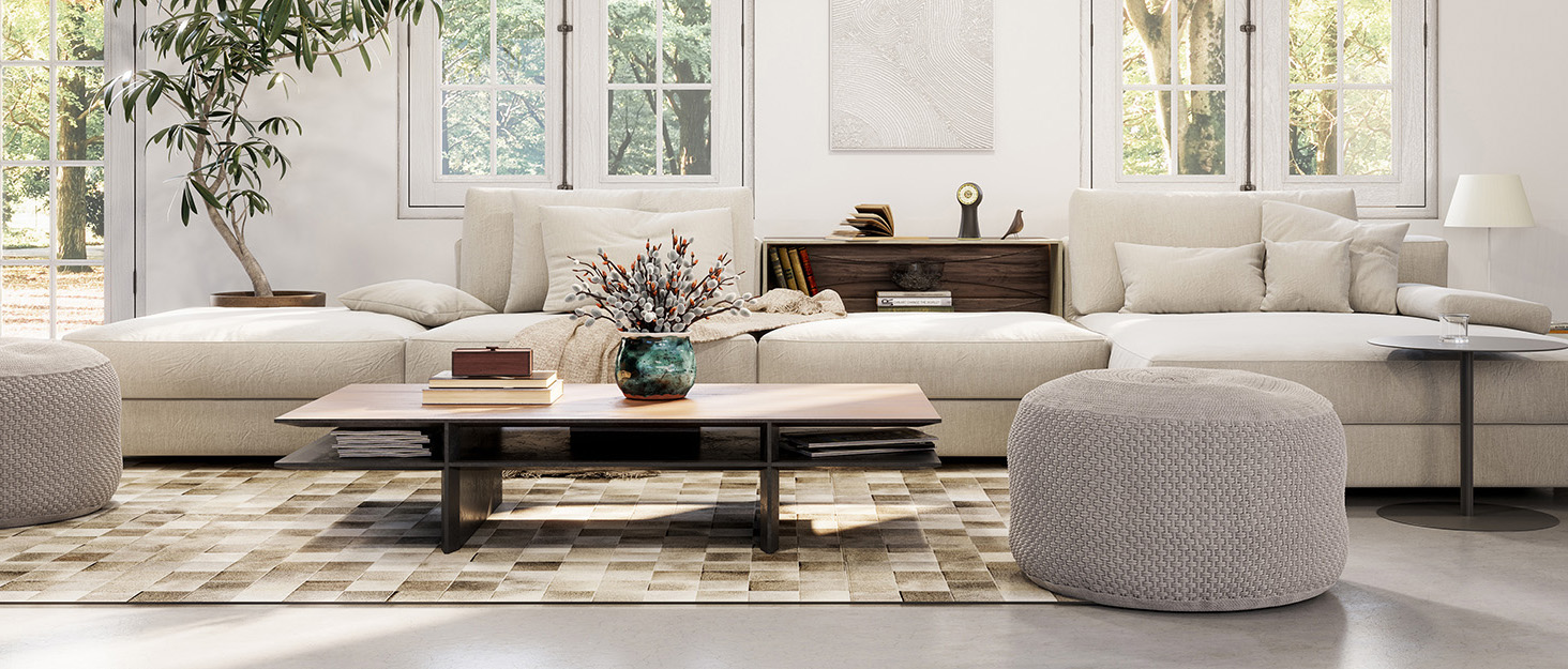 Minimalist, white, airy, living room, light-filled, modern furniture, clean lines, open space.