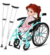 DOITOOL Dollhouse Miniature Toy Wheelchairs and Crutches Set for Dolls, Foldable Miniature Wheelc...