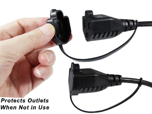 15FT Black Outdoor Extension Cord - SJTW 16AWG Weatherproof Grounded 3Prong Extension Cord