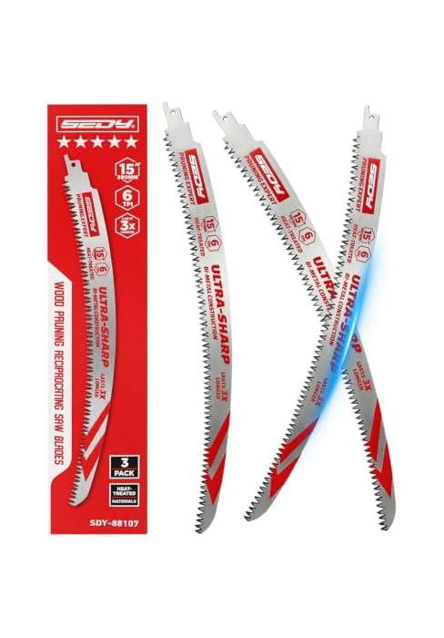 15 Inch Japanese Teeth Reciprocating Saw Blades, Arc Edge Pruning Blades, 6TPI for Tree Trimming,...