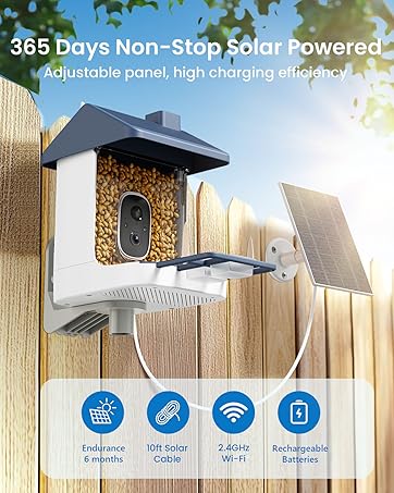 solar powered bird feeder with camera
