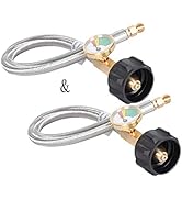 GasSaf 12inch RV Propane Hose with Gauge, 1/4” Inverted Propane Pigtail Hose Apply to 2-Stage Aut...