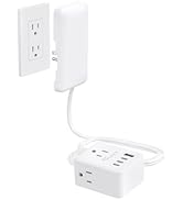 NUTICT 3FT Short Extension Cord with Outlet Cover, Flat Plug Power Strip with 3 Outlets &amp; 3 USB-C...