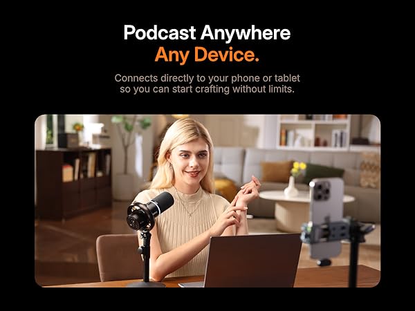 MAONO Wireless Dynamic Microphone for PC, XLR/USB Podcast Mic for Vocal Recording(PD200WT)