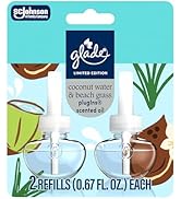 Glade PlugIns Refills Air Freshener, Coconut Water &amp; Beach Grass, Scented and Essential Oils for ...