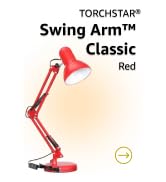 TORCHSTAR Metal Desk Lamp, Adjustable Swing Arm, E26, Red | Architect Gooseneck Multi-Joint Clip ...