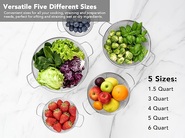 5 sizes colander