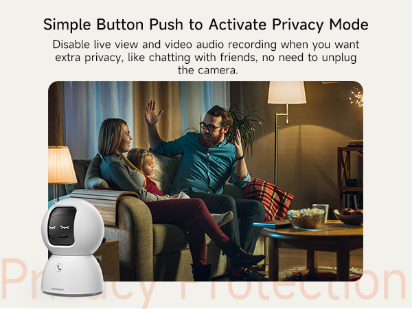 CINMOORE 3K Indoor Camera Privacy Mode Security Cam AI Detection Auto Tracking with 64G Card