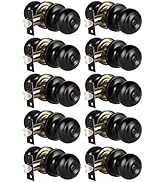 KNOBWELL 10 Pack Privacy Door Knobs with Lock for Bedroom or Bathroom Black Door Knobs Interior, ...