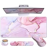 Anyshock Pink Desk Mat, Large Mouse Pad with Wrist Rest, Ergonomic Keyboard Wrist Support, Carpal...