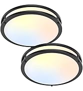 2-Pack 36W LED Ceiling Lights Black, 13inch Flush Mount Light Fixtures 3600LM 2700K/3000K/4000K/5...