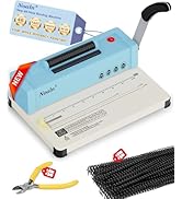46-Hole Binding Machine Spiral Coil Binder Classic Blue,DIY Book Binder Kits with Electric Coil I...