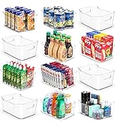 [ 12 Pack ] Multi-Use Clear Bins for Organizing - Fridge, Refrigerator Organizer Bins - Pantry Or...