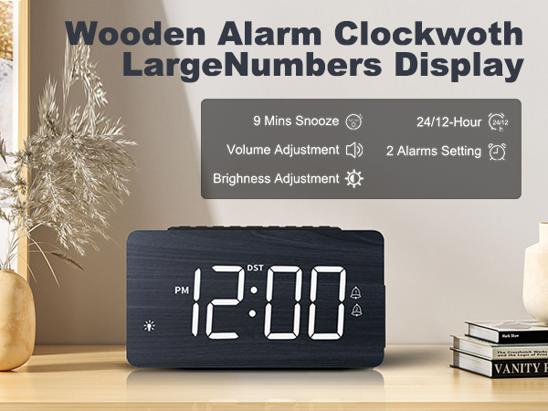 Wooden Digital Alarm Clock