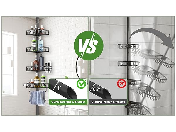 shower caddy tension pole with thicker rod