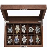 GUKA Watch Box, Luxury 10 Slot Watch Case with 55MM Wide Velvet Pillows, Watch Organizer Storage ...