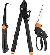 Garden Shears Tool Set 3 Pcs - Heavy Duty Lopper, Hedge Shears &amp; Pruning Saw for Tree Branches, H...