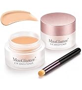 MooGlamor 2 Pcs Under Eye Brightener and Concealer and Brush with Instant Awakening and Natural B...