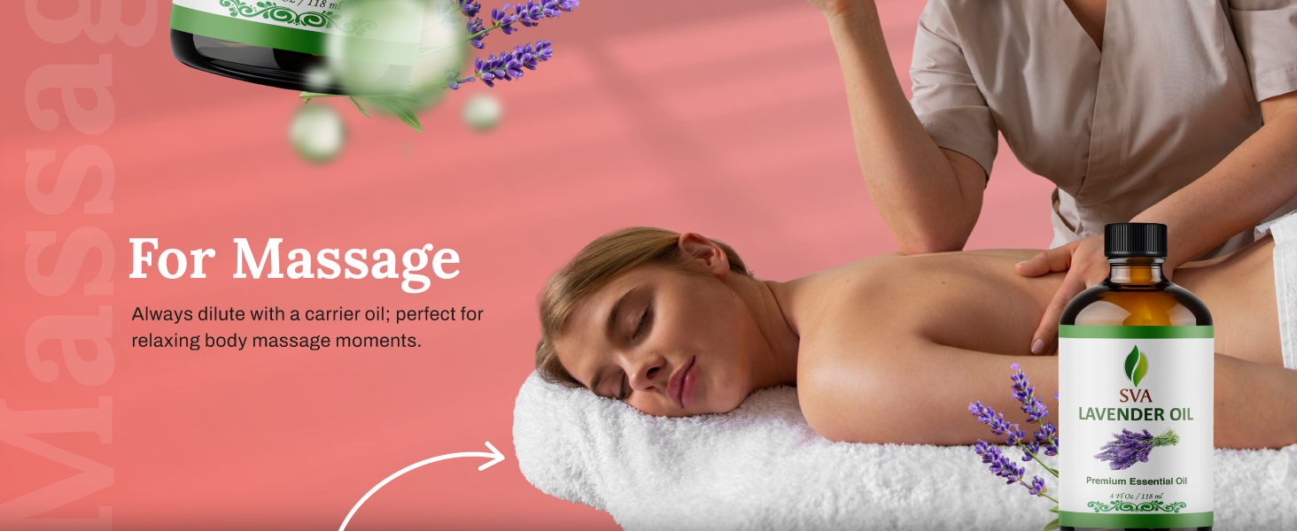 A smiling lady taking bath in a tub with water infused with lavender essential oil from SVA