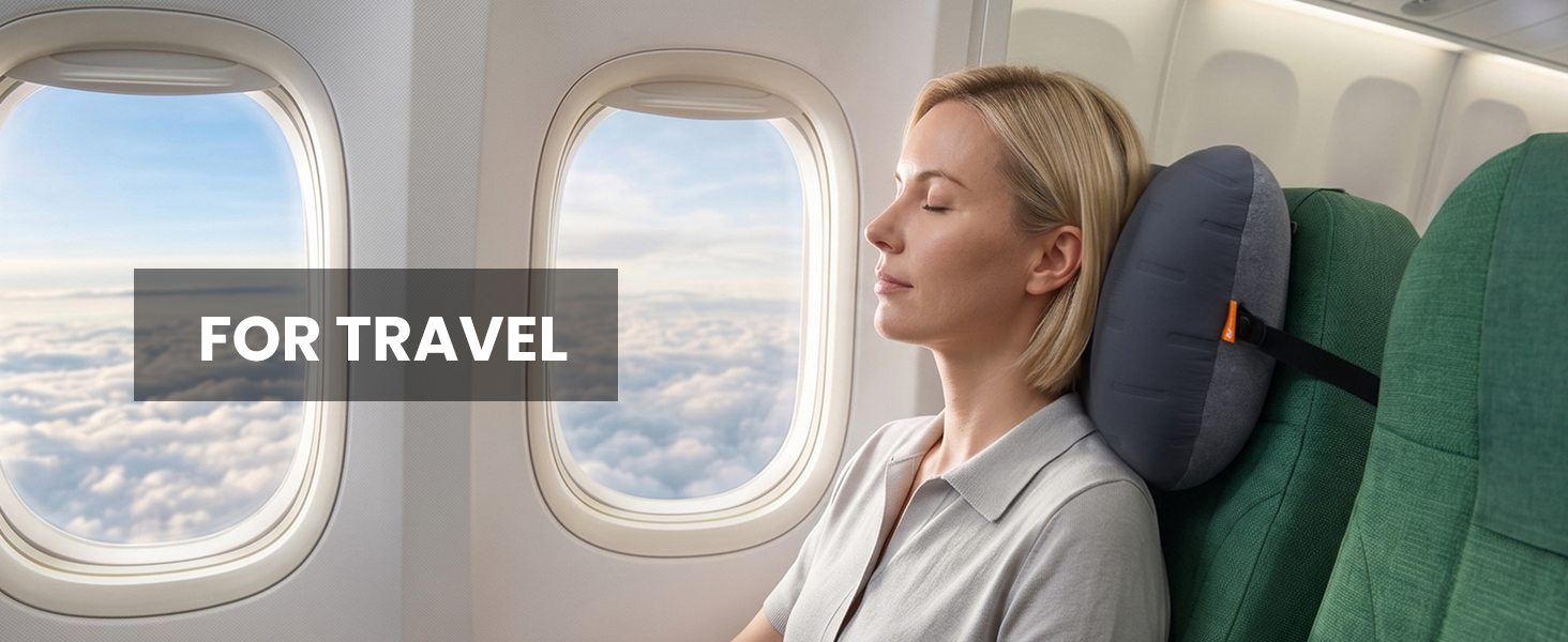 Height-adjustable travel pillow compared with a flat inflatable pillow.
