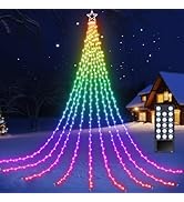 Flacchi Christmas Lights Outdoor with ?Remote -16.7Ft Waterfall Tree Decoration Lights RGB Star S...