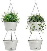 Nooulap 4 Pack Hanging Planters, 10 Inch Hanging Plant Pot with Hanger Chain &amp; Drainage Trays, Ha...
