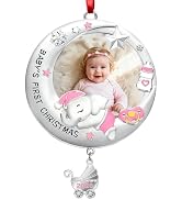 Baby's First Christmas 2025 Photo Frame Ornament, Personalized 1st Christmas Metal Keepsake Baby ...