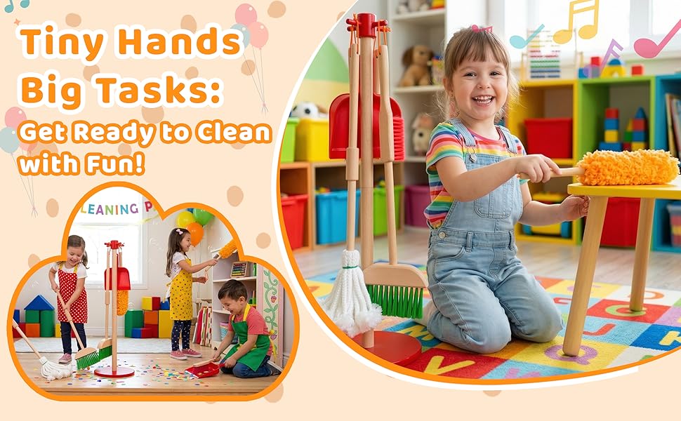 Wooden Detachable Kids Cleaning Set