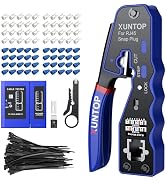XUNTOP RJ45 Crimp Tool Kit for Cat5 Cat5e Cat6 Cat6a Ethernet Crimping Tool Kit for RJ45 Pass Thr...