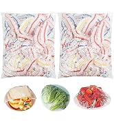 Homelove Plastic Bowl Covers Dish Cover Food Cover, 200pcs Reusable Elastic Stretch Fresh Keeping...