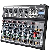 Jindaaudio Audio Mixer 7 Channel, DJ Mixer Board with Bluetooth and Usb, Audio Sound Card with In...
