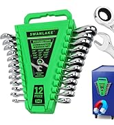 12-Piece Ratcheting Wrench Set, SAE 1/4 - 3/4 inch Ratchet Combination Wrenches Set, 12-Point 72-...