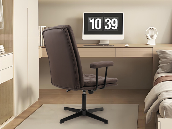 leather office desk chair without wheels for study room