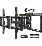 Perlegear Full Motion TV Wall Mount with Power Strip for 42–90 Inch TVs up to 150 lbs, Pre-Assemb...