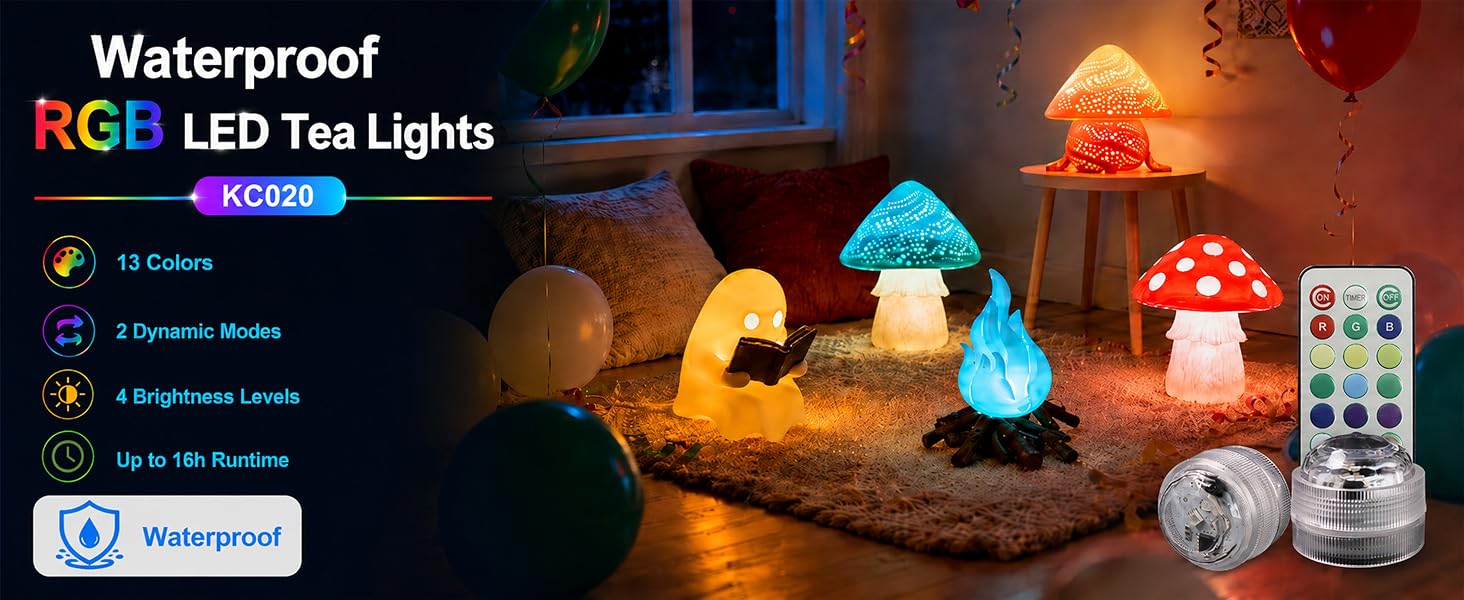 mini waterproof rgb led tea lights