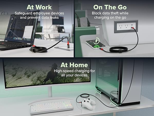 usb-c to usb-c cable used for gaming, office, and travel charging setups
