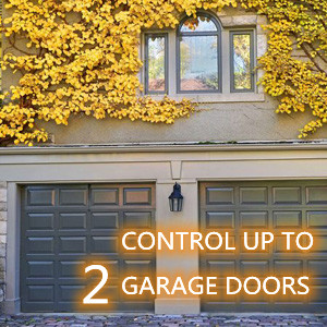 Two buttons, able to control two garage doors with one remote.