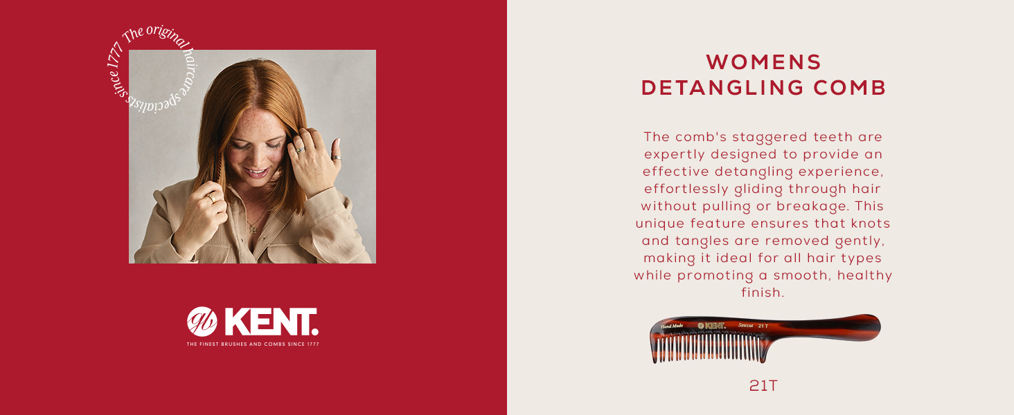 Knet 21t womens detangling comb with staggered teeth
