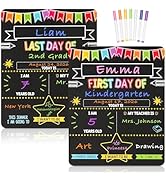 First and Last Day of School Sign - 11x14 Double-Sided Non-Glare Chalkboard with 7 Chalk Markers ...