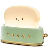 QANYI Desk Decor Toaster Lamp, Rechargeable Small Lamp with Smile Face Toast Bread Cute Toaster S...