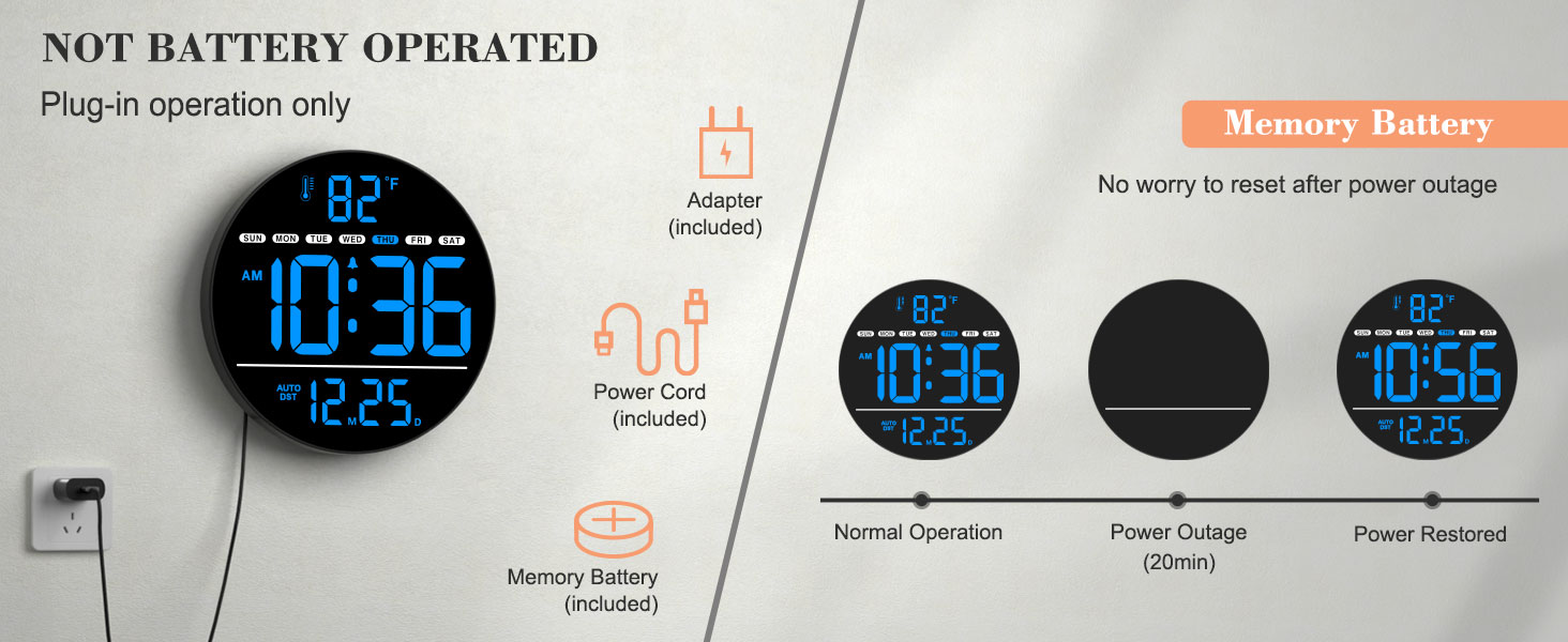 plug-in electric wall clock