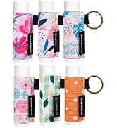 LUCKINEE 6PCS Lip Balm Holder Keychain - Elastic Holder for Chapstick, Lipstick, Lip Gloss