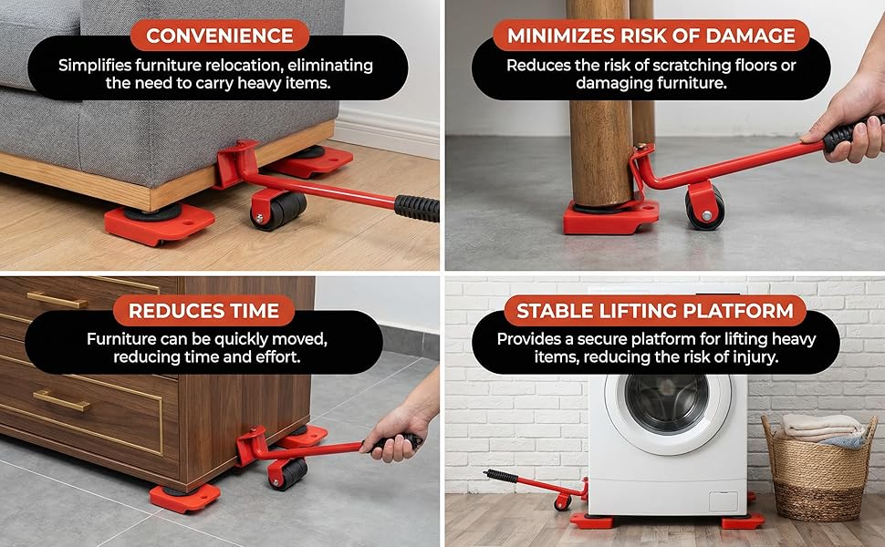 Furniture Lift Tool Set, Upgrade Furniture Movers Sliders Furniture Lifter Tool,Furniture Movers