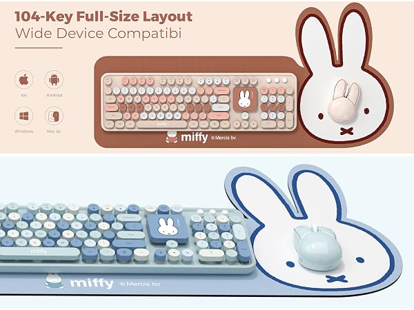 MIFFY MIPOW 104-Key Wireless Keyboard &amp; Mouse Set with Large Desk Pad Matt