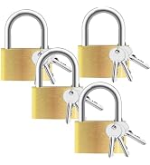 Lockwise 4pcs Small Lock, Solid Brass Keyed Padlock with Key, Locks with 12 Same Keys, Gym Locker...