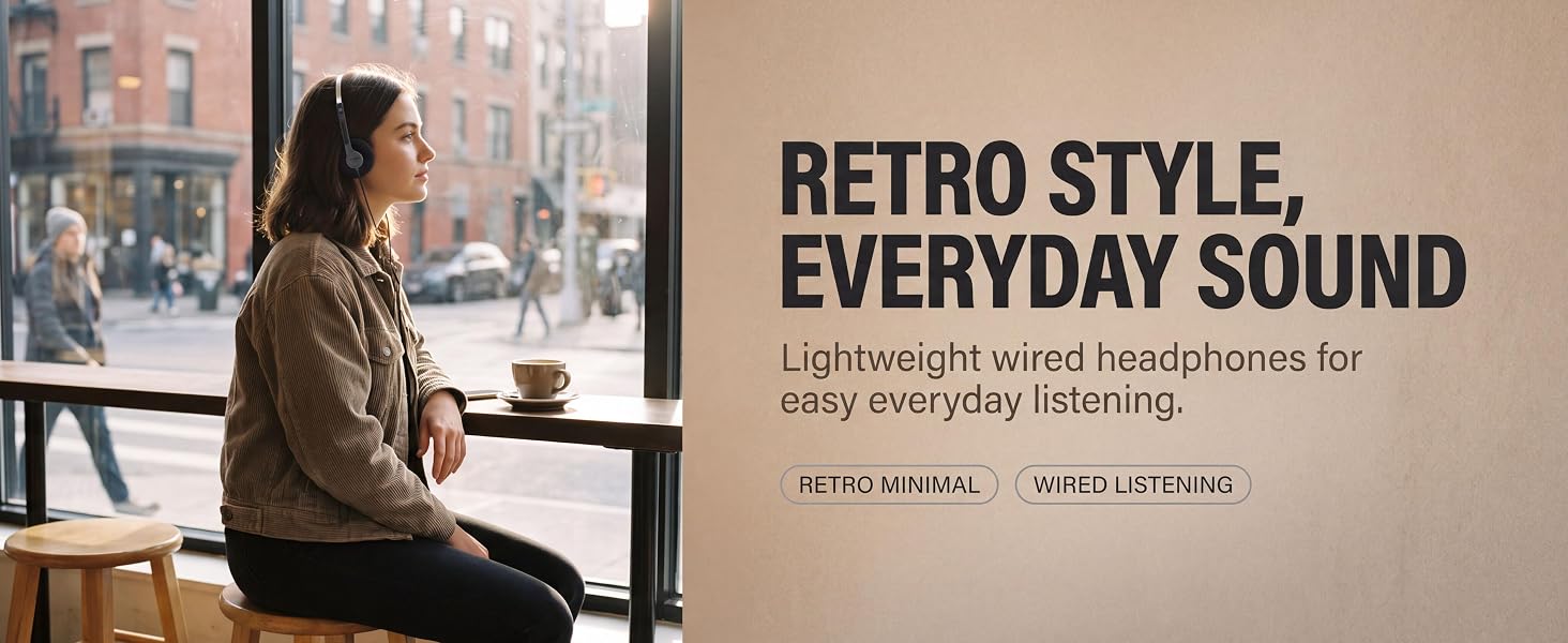 Black Retro Over-Ear Headphones